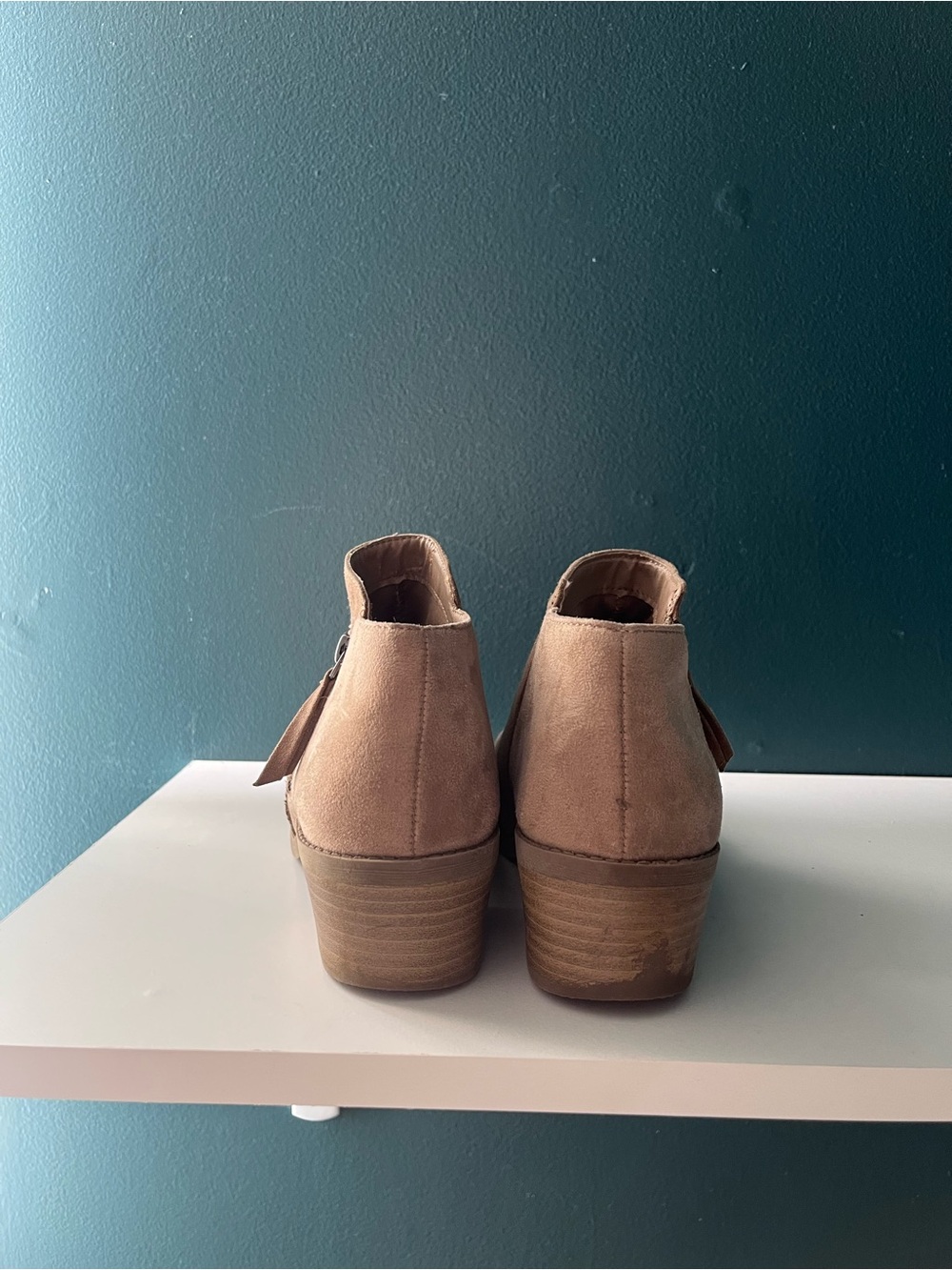 Time and Tru Taupe Suede Ankle Booties